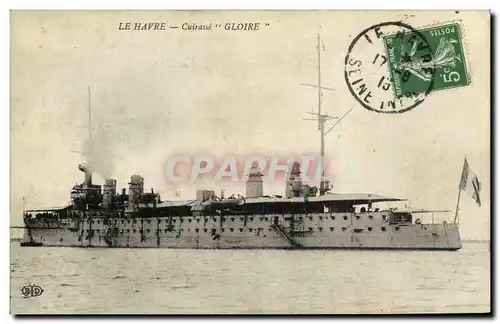 Ansichtskarte AK Bateau Guerre Le Havre Cuirasse Gloire