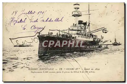 Cartes postales Bateau Guerre Marine Nationale Le Henri IV Lance en 1899