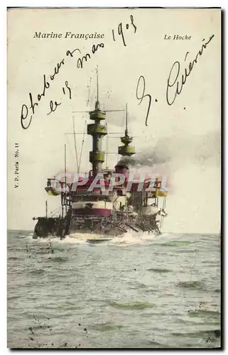 Cartes postales Bateau Guerre Marine Francaise Le Hoche Garde cotes cuirasse amiral