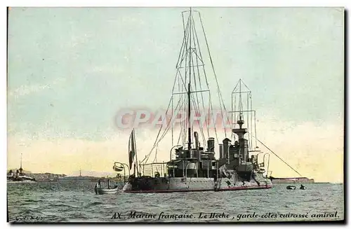 Ansichtskarte AK Bateau Guerre Marine Francaise Le Hoche Garde Cotes cuirasse amiral