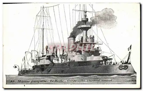 Ansichtskarte AK Bateau Guerre Marine Francaise Le Hoche Garde Cotes Cuirasse amiral