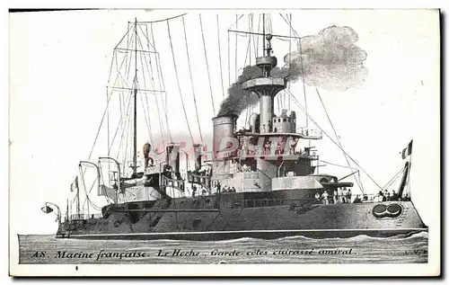 Cartes postales Bateau Guerre Marine Francaise Le Hoche Garde Cotes Cuirasse amiral