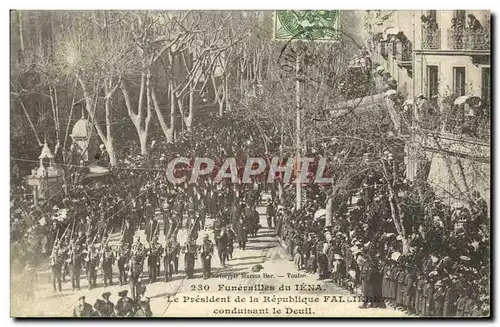 Ansichtskarte AK Bateau Guerre Funerailles du Iena Le President de la Republique Fal Conduisant le Deuil Toulon