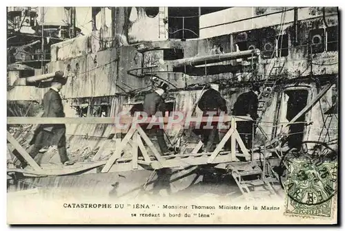 Ansichtskarte AK Bateau Guerre Catastrophe Du Iena Monsieur Thomson Ministre de la Marine se rendant a bord