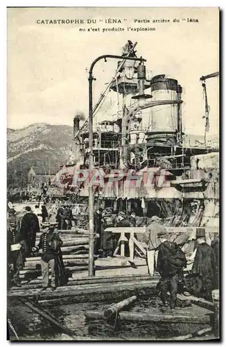 Cartes postales Bateau Guerre Catastrophe Du Iena Partie Arriere du Iena ou s est produite l explosion