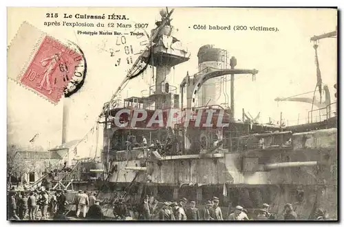 Cartes postales Bateau Guerre Le Cuirasse Iena Apres l explosion