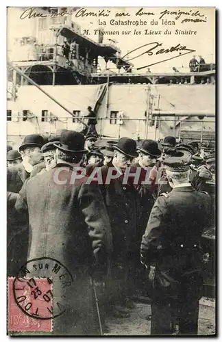 Cartes postales Bateau Guerre La Catastrophe du Iena M thomson sur les lieux du sinistre