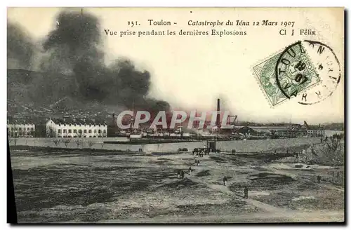 Ansichtskarte AK Bateau Guerre Toulon Calastrophe du Iena Mars Vue Prise Pendant les Dernieres