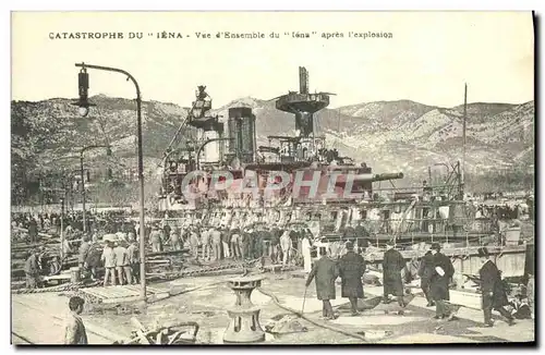 Cartes postales Bateau Guerre Catastrophe Du Iena Vue d Ensemble du Iena Apres l explosion