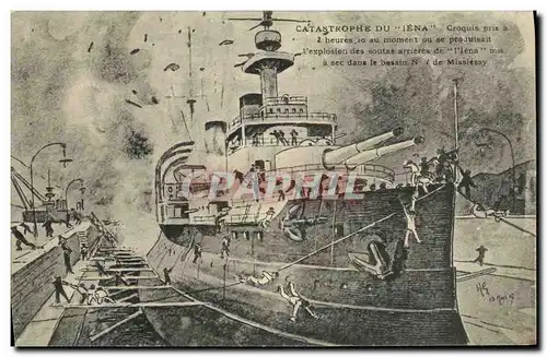 Cartes postales Bateau Guerre La Catastrophe du Iena