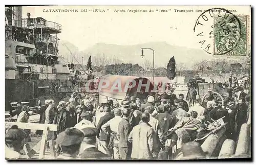 Cartes postales Catastrophe Du Iena Apres L explosion du Iena Toulon Transport des premiers blesses