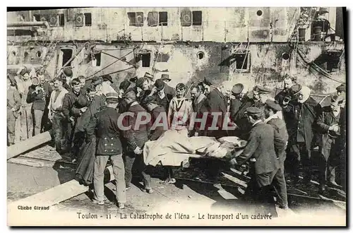 Cartes postales Toulon La Catastrophe de L Iena Le Transport d Un Cadavre Bateau