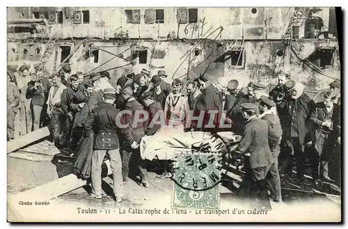 Cartes postales Toulon La Catastrophe de L Iena Le Transport d Un Cadavre Bateau