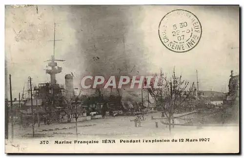 Ansichtskarte AK Marine Francaise Iena Pendant L explosion du 12 mars 1907