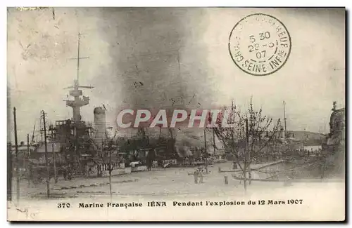 Cartes postales Marine Francaise Iena Pendant L explosion du 12 mars 1907