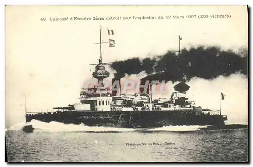 Ansichtskarte AK Cuirasse d Escadre Iena detruit Par L explosion du 12 mars 1907