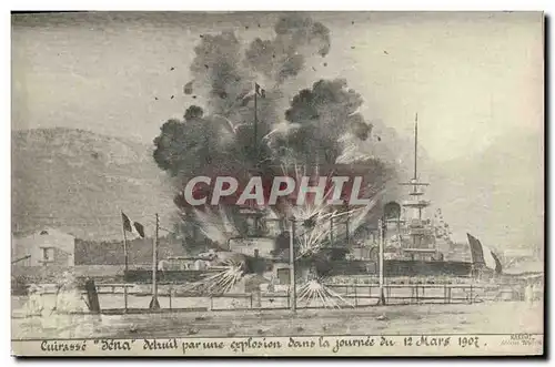 Ansichtskarte AK Bateau Guerre Cuirasse Iena Setruit Par Une explosion dans la Journee du 12 mars 1907