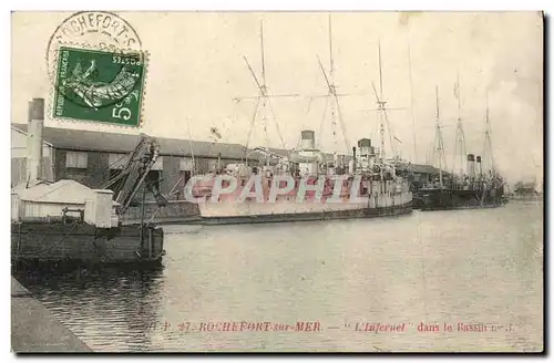 Ansichtskarte AK Bateau Guerre Rochefort sur Mer L Infernet dans le Bassin 3