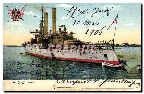 Cartes postales Bateau Guerre U S S Iowa New York 1906