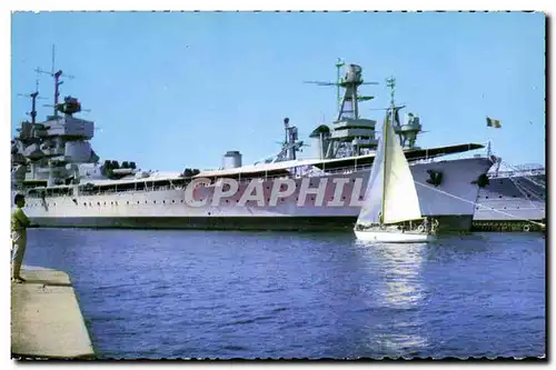 Moderne Karte Bateau Guerre Toulon Le Port et Le Jean Bart