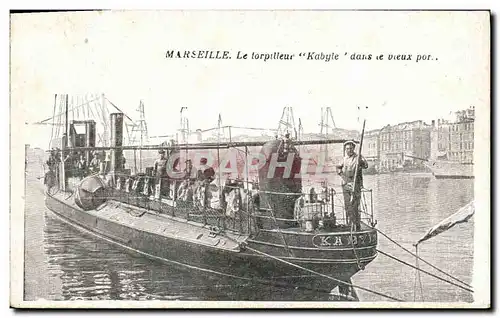 Ansichtskarte AK Bateau Marseille Torpilleur Kabyle dans le vieux port