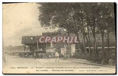 Ansichtskarte AK Bateau Bordeaux Le Kleber croiseur cuirasse construit par les chantiers de la Gironde Vue arrier