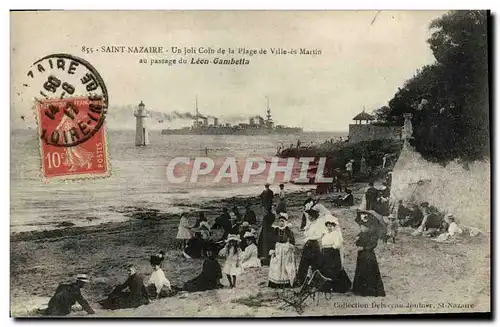 Cartes postales Bateau Saint Nazaire Un joli coin de la plage de Ville es MArtin au passage du Leon Gambetta