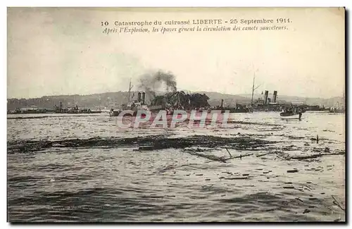 Cartes postales Bateau catastrophe du cuirasse Liberte 25 setpembre 1911