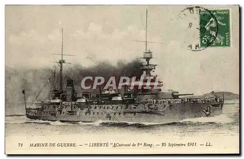 Cartes postales Bateau Liberte Cuirasse de 1er rang 25 septembre 1911