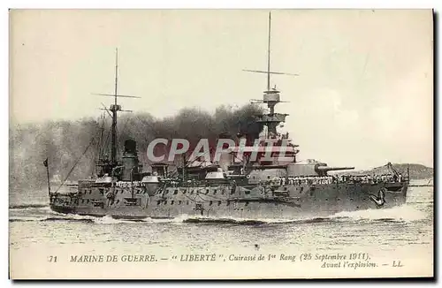 Ansichtskarte AK Bateau Liberte Cuirasse de 1er rang 25 septembre 1911 Avant l explostion