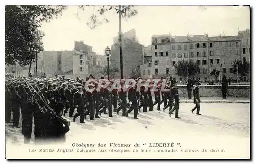 Cartes postales Bateau Catastrophe de la Liberte Toulon Les marins anglais delegues aux obseques