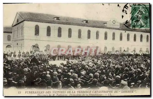 Cartes postales Bateau Catastrophe de la Liberte Toulon Discours de M Fallieres president de la Republique