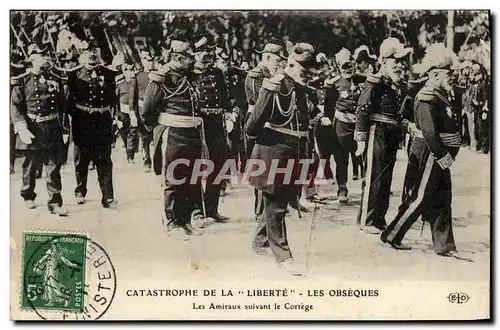 Cartes postales Bateau Funerailles nationales des victimes de la catastrophe du Liberte Toulon Les amiraux suiva