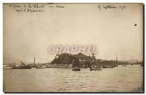 CARTE PHOTO L epave de la Liberte une heure apres l explosion septembre 1911