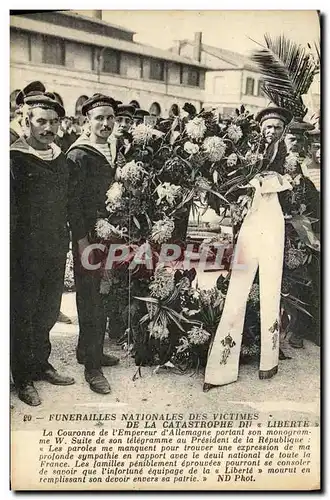 Cartes postales Bateau Funerailles nationales des victimes de la catastrophe du Liberte Toulon La couronne de l