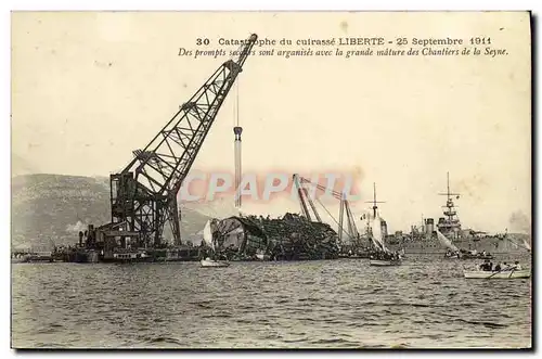 Cartes postales Bateau Catastrophe du Liberte Toulon Catastrophe De prompt secours sont organises avec lagrande