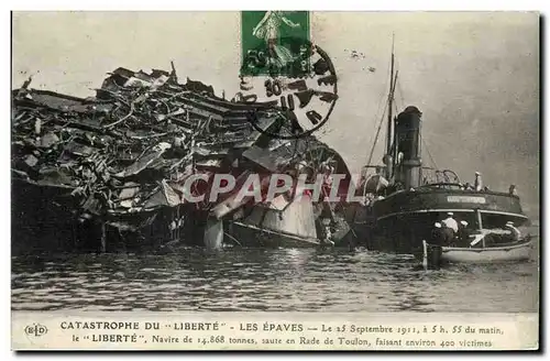 Cartes postales Bateau Catastrophe du Liberte Toulon