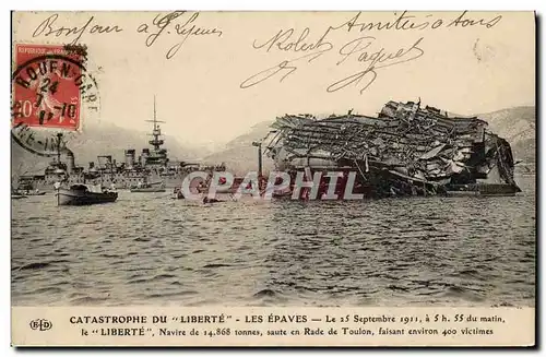 Cartes postales Bateau Catastrophe du Liberte Toulon