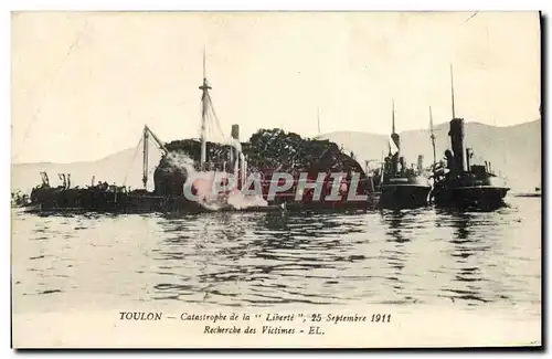 Cartes postales Bateau Catastrophe du Liberte Toulon recherche des victimes