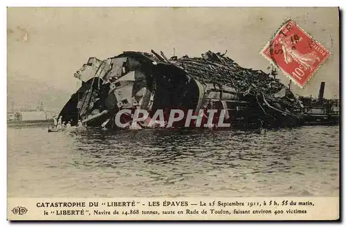 Cartes postales Bateau Catastrophe du Liberte Toulon