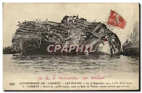 Ansichtskarte AK Bateau Catastrophe du Liberte Toulon