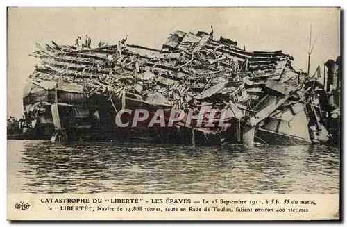 Cartes postales Bateau Catastrophe du Liberte Toulon