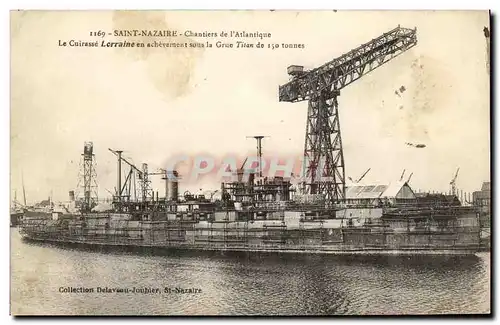 Cartes postales Bateau Saint Nazaire Chantiers de l Atlantique Le cuirasse Lorraine