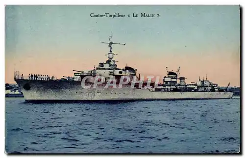 Ansichtskarte AK Bateau Contre torpilleur Le Malin