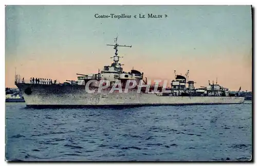 Cartes postales Bateau Contre torpilleur Le Malin