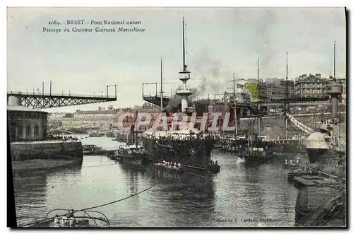 Ansichtskarte AK Bateau Brest Pont national ouvert Passage du croiseur cuirasse Marseillaise