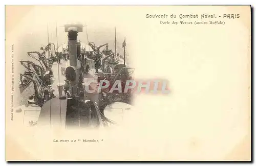 Cartes postales Bateau Souvenir du combat naval Paris Porte des Ternes Ancien Bffalo Le pont du Massena