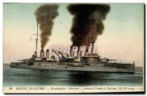 Cartes postales Bateau Dreadnoughts Mirabea Cuirasse d escadre a turbines