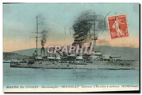 Cartes postales Bateau Dreadnoughts Mirabeau Cuirasse d escadre a turbines