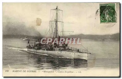 Cartes postales Bateau Mousqueton Contre torpilleur